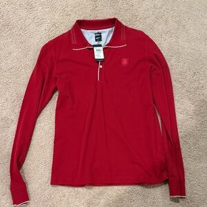 Boss Red Polo with White Piping - Men's
